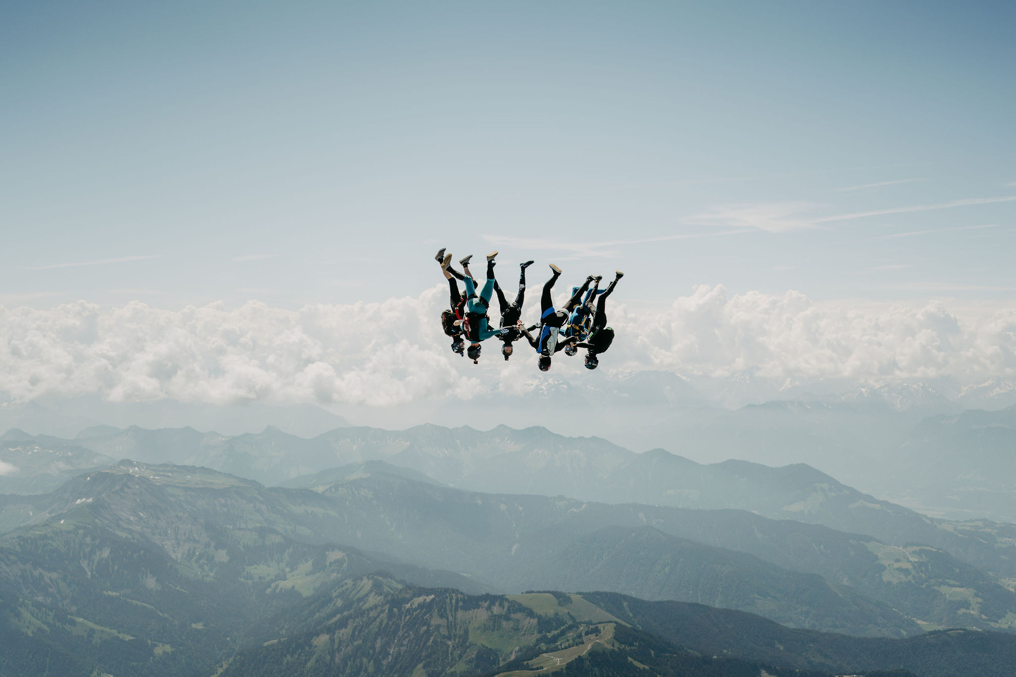 Skydivers in freefall