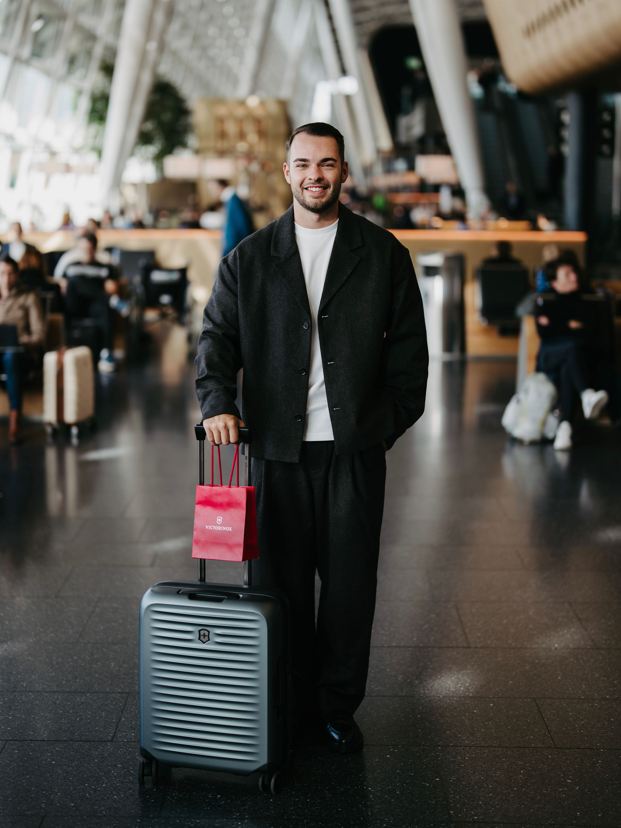 Victorinox luggage shot on location at an airport