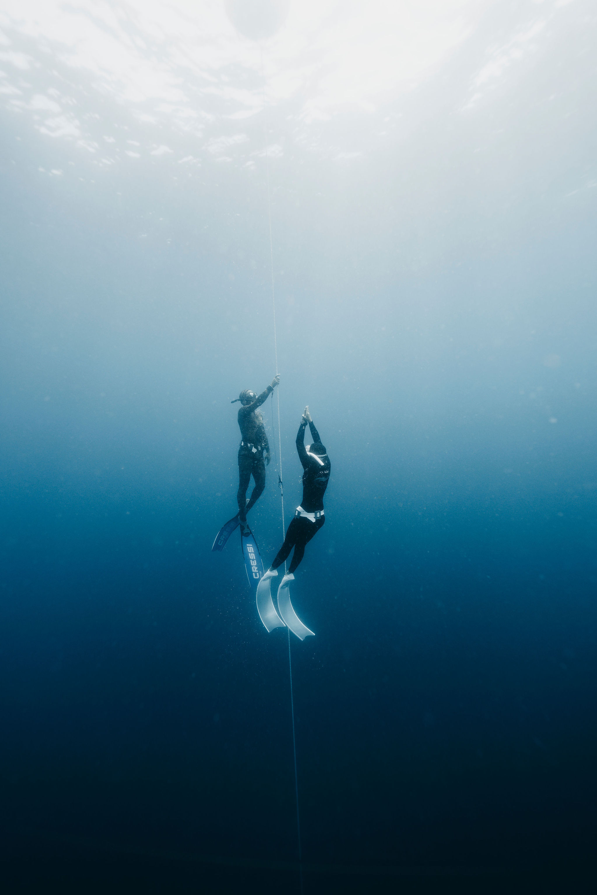 Freedive line training from the boat